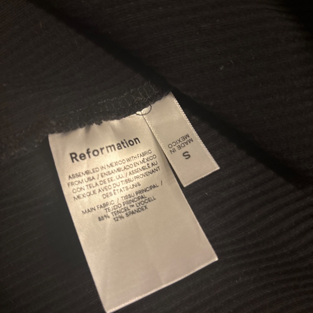 Reformation black ribbed square neckline midi dress in size small - Picture 4 of 5